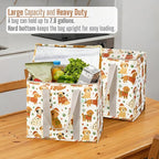 VENO 2 Pack Cooler Bag, Insulated Grocery Bags for Food Delivery, Collapsible Cooler, Reusable Shopping Bags for Groceries, Hard Bottom, Water Resistant, Zippered, Foldable (Holiday Pups, 2 Pack)
