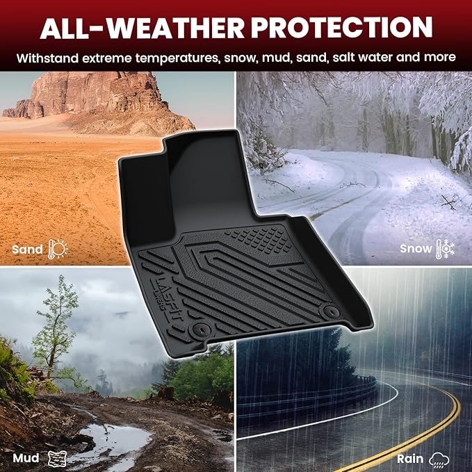 Lasfit Floor Mats & Backrest Mats & Cargo Mat for Hyundai Santa Fe 2026 2025 2024 (Only Fit Gas), All Weather TPE Custom Fit Floor Liners for Santa Fe Full Set Car Mats Accessoires, Black