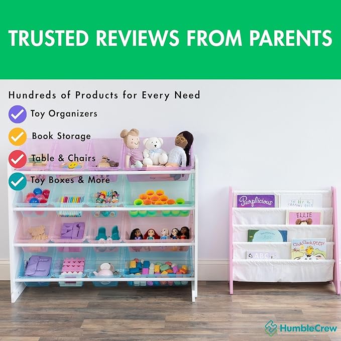 Humble Crew Toy Storage Organizer with 16 Removable Storage Bins for Kids Playroom, 4-Tier Toddler Toy Organization and Stora