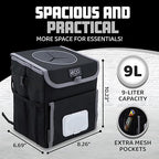 Eco Hygieia Leakproof Car Trash Can - Portable Hanging Car Garbage Can with Adjustable Elastic Strap, Wipes & Tissue Box Holder, Spillproof Opening, Mesh Pockets, Waterproof Lining
