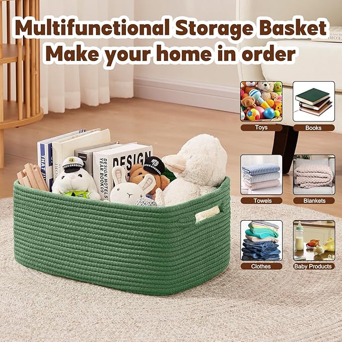 OIAHOMY Storage Basket for Shelves, Closet Cube Storage Bins Baskets for Clothes Blanket Towels, Baby Nursery, Toy Baskets Bo