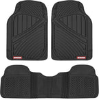 Motor Trend FlexTough Performance All Weather Rubber Car Floor Mats - 3 Piece Floor Mats Automotive Liners for Cars Truck SUV, Heavy-Duty Waterproof (Black)