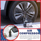 Tire Inflator Portable Air Compressor – 12V DC Air Pump for Car Tires, 150 PSI Electric Air Pump with Tyre Pressure Gauge – Corded Silver by WE LOVE TO DRIVE