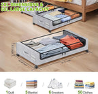 Beborxue Under Bed Storage with Wheels, 2-Pack Under the Bed Storage Containers with Lids, XXL 60L Under Bed Shoe Storage Org