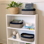 NaturalCozy 13.5”x8.5”x5.5” Rectangle Storage Baskets for Shelves 3 Pack | Cotton Rope Woven Small Baskets for Organizing | S