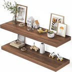 Dreamland 40" Floating Shelves for Wall, 12" Deep Thicker Walnut Floating Shelves, Wall-Mounted Shelves for Bedroom, Living R