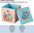 Idea Nuova Disney Princess Collapsible Fabric Storage Cube,10” Organizer Bin with Lid for Bedroom, Playroom, and Closet