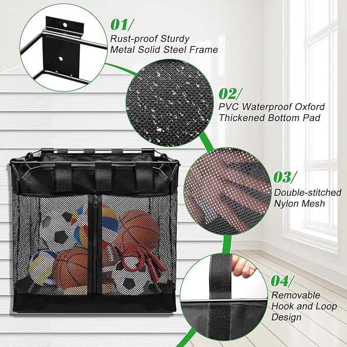 Large Slatwall Baskets, AHIER 2 Pack Collapsible Mesh Slatwall Organizer with Zipper, Hanging Slat Wall baskets High Capacity