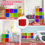 4E's Novelty 6 Packs 11 Inch Rainbow Color Storage Cube Bins, Colorful Storage Baskets For Nursery, Kids Room, Fabric Baskets