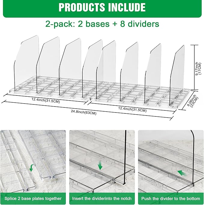 Bag & Purse Organizer for Closet, 4 Sets Adjustable Clear Handbag Storage Shelf, Plastic Clutch Dividers for Closet Organizer