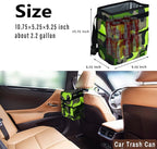 Cute Car Trash Can with Lid – Multipurpose Collapsible Trash Bin for Car, Leak-Proof Organizer, Waterproof Garbage Can with Storage Pockets & Adjustable Straps, 2 Gallons (Camo Green)