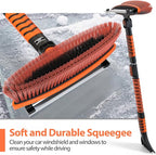 1PZ KD3-KV4 Snow Brush and Ice Scraper 3 in 1 Sturdy Snow Brush with Squeegee Windshield with Foam Grip and 360° Pivoting Brush Head Light Weight Anti-Freeze Extreme Durability for Car Truck SUV