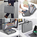 DocSafe Fireproof File Organizer with Lock, Hard-Shell Case Fireproof Document Box with 13 Pocket Accordion File Folder, Port