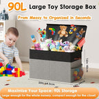 Large Toy Storage Box with Lid Upgraded Toy Storage Chest Organizer with Divider Foldable Toy Bin for Kids Boys Girls Playroo