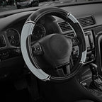 Road Comforts Leather Steering Wheel Cover - Made with PVC Leather - Anti-Slip, Universal Fit 14 1/2 inches to 15 inches - Gr