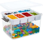 Citylife 32 QT Plastic Storage Box with Removable Tray Craft Organizers and Storage Clear Storage Container for Organizing Be