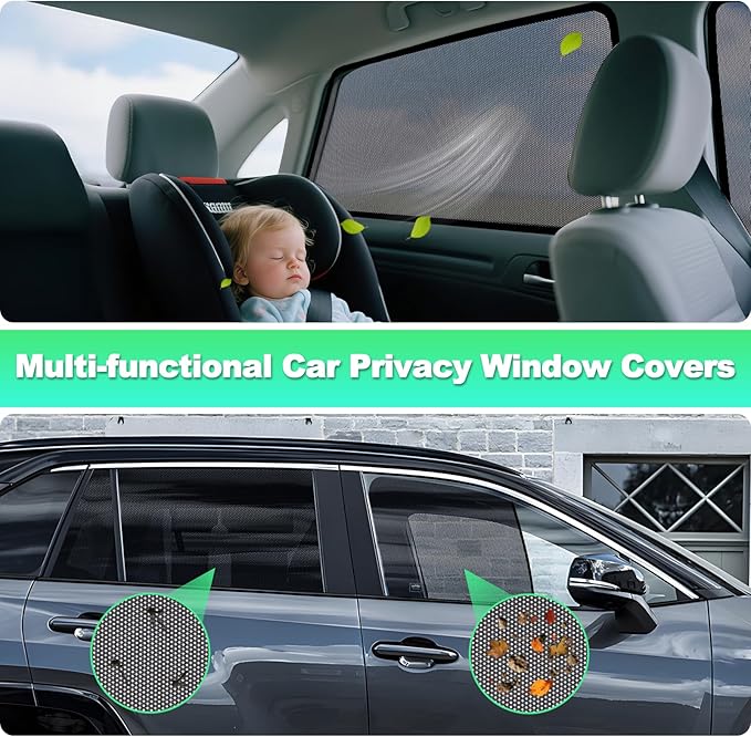 2019-2024 RAV4 Window Shades -Car Window Shade for Baby and Driver, Breathable Mesh Car Privacy Curtains for Side Windows, UV Protection and Heat Insulation for Road Trips, Napping