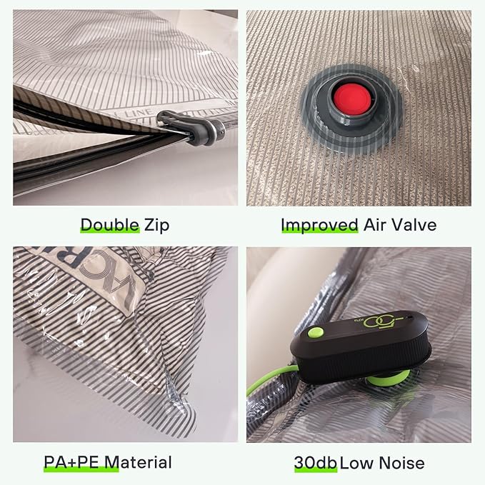 Vacbird 9 Pack Travel Vacuum Storage Bags with USB Electric Pump, Carry-on Size Space Saver Bags for Clothes and Clothing Tra