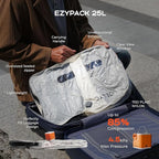 25L Waterproof Travel Vacuum Bags with Pump, Tear-Resistant Design,Lightweight Compression Storage, Durable Vacuum Seal Bags 