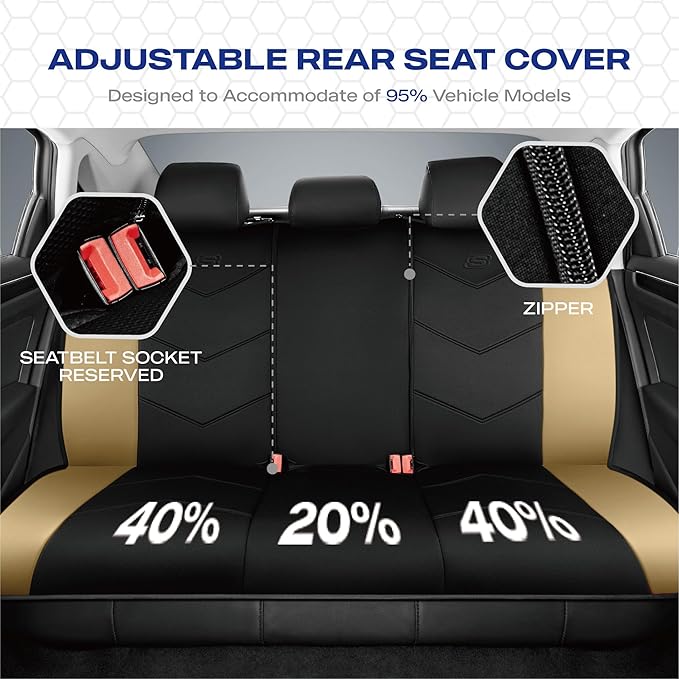 Skechers Memory Foam Seat Covers,Leather Car Seat Covers, Ultimate Comfort & Support Seat CoversFull Sets,Airbag Compatible, 