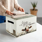 Rustic Cow Storage Bins & Boxes with Handles, Farmhouse Cow Foldable Basket for Organizing, Live Like Someone Left the Gate O
