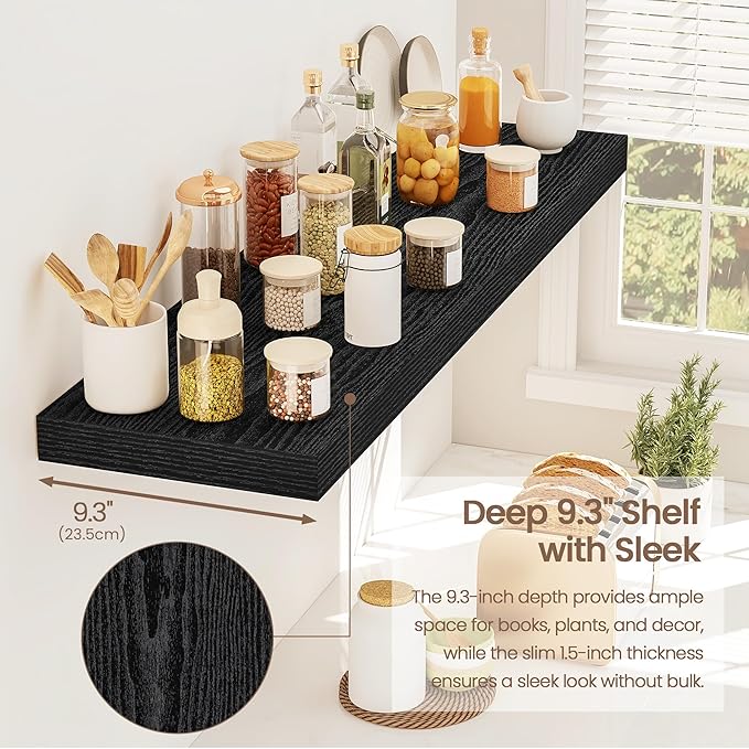 Vivelove 36 Inch Floating Shelves, Deep Wall Shelves with Invisible Brackets, Display Shlf for Bathroom Living Room Kitchen B