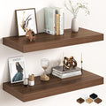 32Inch Walnut Floating Shelves for Wall, 12 Inch Deep Shelves for Bedroom, Kitchen, Bathroom Wall Mounted, Rustic Wood Floati