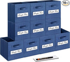 artsdi 11 Inch Storage Cube,Storage bin (Set of 10) Foldable Fabric Cube Storage Bins with 10 Labels Window Cards & a Pen,Bas