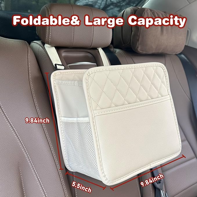 2 Pack Upgraded Car Seat Organizer Backseat with Storage Pockets, Multipurpose Car Organizer Hanging Car Trash Bag Premium PU