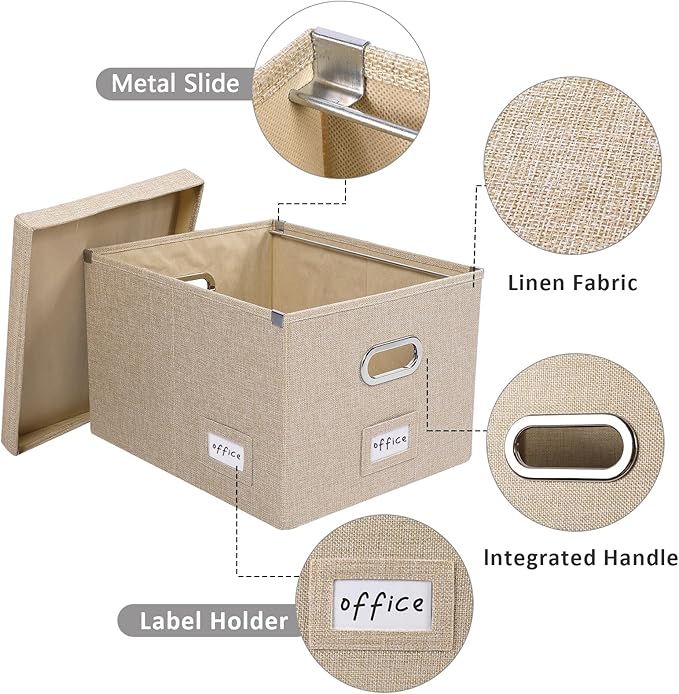 File Organizer Collapsible Storage Box for Office File Box with Lids Document Organizer for Office and Home Easy Slide Durabl