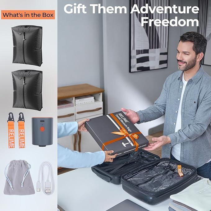 Relime Classic Series Vacuum Bags for Travel Luggage with Wireless Pump, Compression Bags for Carry On Suitcases and Backpack