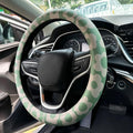 Vintage Groovy Flowers Car Leather Steering Wheel Cover - 15-inch Universal Microfiber- Soft & Breathable & Silicone Anti Sli