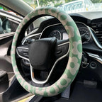 Vintage Groovy Flowers Car Leather Steering Wheel Cover - 15-inch Universal Microfiber- Soft & Breathable & Silicone Anti Sli