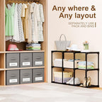 Geelin 6 Cube Storage Organizer with Fabric Bins and Labels 11 Inch, Fabric Collapsible Cubby Clothes Storage Drawer Dresser 