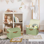 GRANNY SAYS Fabric Storage Bins with Lids, Decorative Storage Boxes with PU Handles, Keepsake Memory box, Shelf Baskets for C