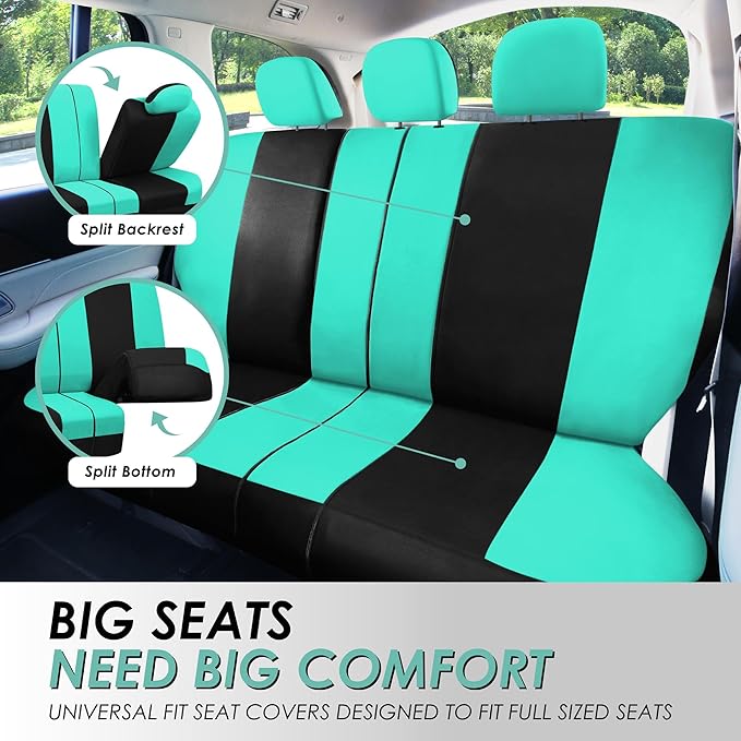 FH Group Car Seat Covers Full Set Cloth - Universal Fit,Automotive SeatCovers,Low Back Front SeatCovers,Airbag Compatible,Spl
