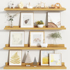 Fun Memories Picture Ledge Shelf, Floating Shelves Set of 4, 32 Inch Picture Shelves for Wall with Ledge, Large Nursery Book 