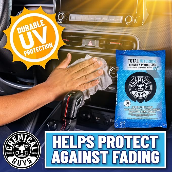 Chemical Guys PMWSPI22050 Total Interior Cleaner & Protectant Wipes Mega 100 Pack, Safe for Cars, Trucks, SUVs, Jeeps, Motorc