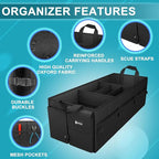 Sposuit Extra Large Trunk Organizer 98L Collapsible Car Storage Trunk Organizer with Removable Dividers & Adjustable Securing