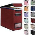 BALEINE File Organizer Box with Lid, Collapsible File Folder Organizer with Plastic Slide, Hanging File Folder Box for Office