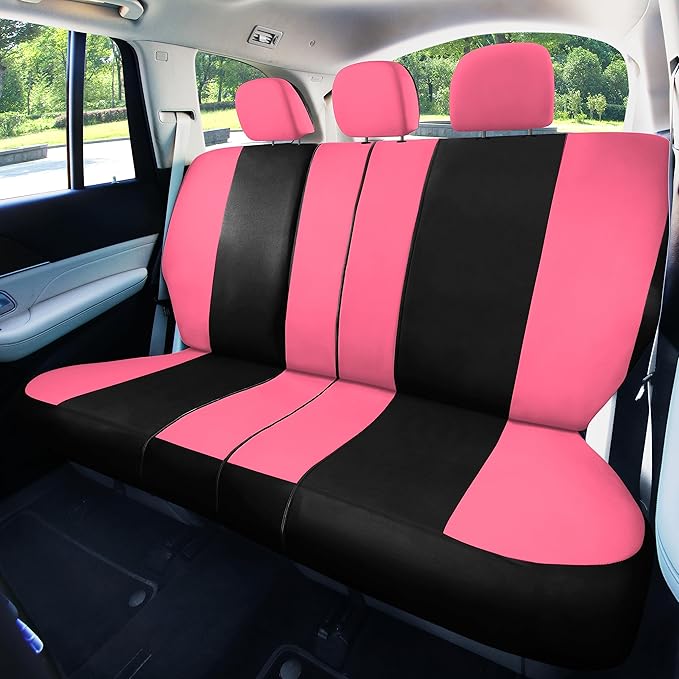 FH Group Car Seat Covers Full Set Cloth - Universal Fit,Automotive Seat Covers,Low Back Front Seat Covers,Airbag Compatible,S