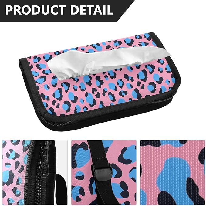 Car Tissue Holder Car Visor Organizer Tissue Box Holder for Car Sun Visor Organizer with Car Vehicle Accessories Essentials Interior for Women Men Pink Leopard Pattern