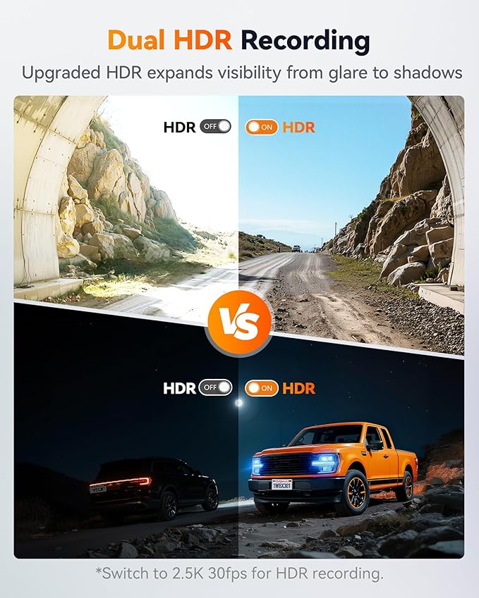 WOLFBOX X3 PRO Dash Cam Front and Rear, Dual STARVIS 2 IMX675, 1440P 60FPS+1440P ADAS Car Camera, EIS Image Stabilization wit