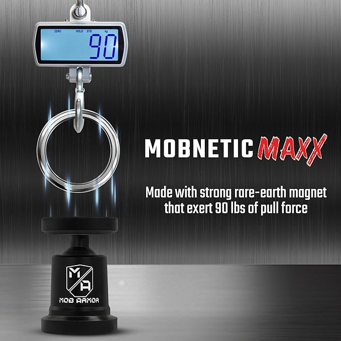 Mob Armor MobNetic Maxx - USA Assembled Magnetic Phone Holder for Car, Magnetic Car Phone Mount, 90-Degree Tilt, 360-Degree Rotation, Aluminum Metal, Compatible with iPhone & Android - Gunmetal