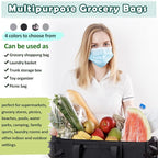 Muzale Extra Large Utility Tote Bag with Wire Frame Collapsible Reusable Grocery Bags Heavy Duty Shopping Bags for Groceries with Handles Trunk Organizer for Beach Travel Picnics Camping Laundry