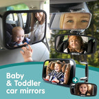 Onco Baby Car Mirror Bundle – Rear & Forward Facing Mirrors, Double Award-Winning, 100% Shatterproof & Shakeproof, 360° Rotation, Wide Convex View, Newborn Essentials