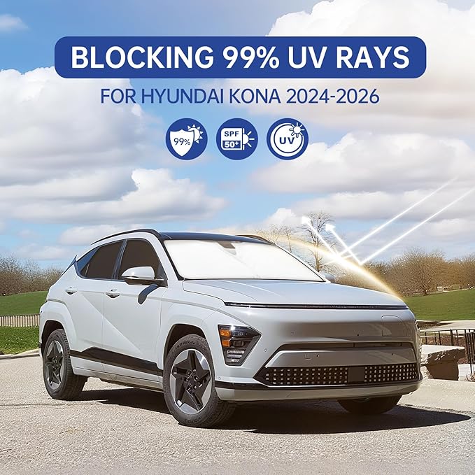 Car Window Shades for Hyundai Kona 2024-2026, Full Car Window Covers for Privacy, Sunshades for Kona Front Rear Windshield Side Windows to Block UV and Protect Privacy(8pcs)