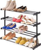 Whitmor 4 Tier Adjustable Shoe Rack - Organizer for 24 Pairs, Easy Assembly, Entryway