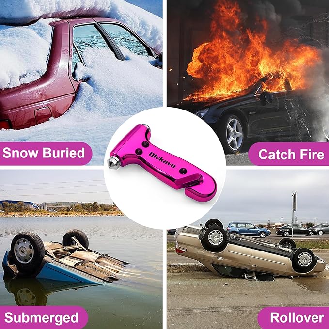 Car Safety Hammer, 3 in 1 Emergency Escape Tool with Window Breaker and Seat Belt Cutter, Window Glass Hammer, Road Trip Esse