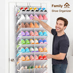 UVIAHOMI 20-30 Pairs Over the Door Shoe Organizer, Clear Pockets Hanging Shoe Storage for Closet, 10-Tier Door Shoes Rack, Ha